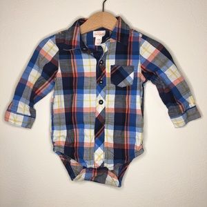 Cat & Jack Plaid Button-up Bodysuit 6-9 Months